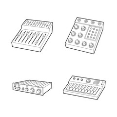 Poster - Equalizer icon set, outline style