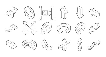 Poster - Arrow icon set, outline style