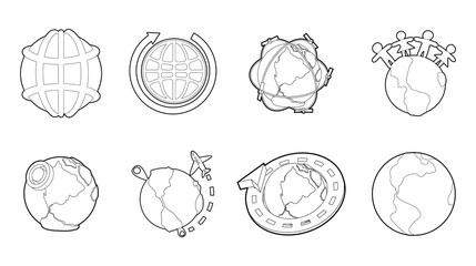 Poster - Globe earth icon set, outline style