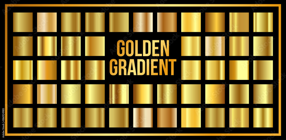 vector texture set of gold gradients. Shiny, metallic collection. Stock ...