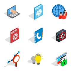 Poster - Online data icons set, isometric style