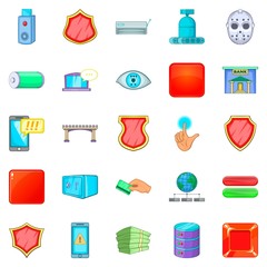 Poster - dangerous hacker icons set, cartoon style