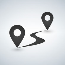 Flat Route Icon. Gps Distance. Vector Illustration