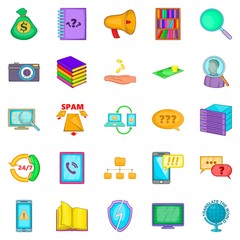 Poster - Large storage icons set, cartoon style