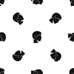 Poster - Man head pattern seamless black