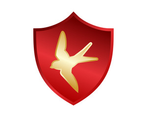 Canvas Print - red swallow bird flying silhouette shield image vector