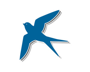 Canvas Print - blue swallow bird flying silhouette image vector
