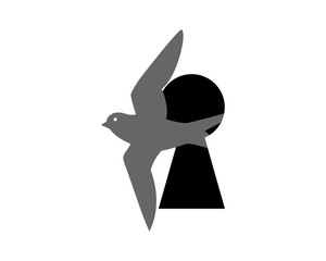 Canvas Print - swallow bird flying silhouette keyhole image vector