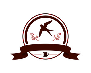 Sticker - swallow bird coffee cafe image vector