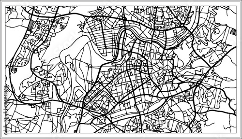 Fotografía Vilnius Lithuania Map in Black and White Color.