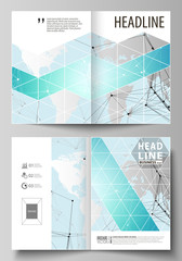Poster - the vector illustration of the editable layout of two a4 format modern cover mockups design template