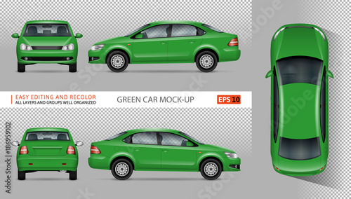 Green Car Vector Mock Up For Advertising Corporate Ideny Green Car Vector Mock Up For Advertising Corporate Ideny Isolated Template Of Eco