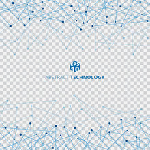 Abstract Technology Blue Mesh With Dots On Transparent Background. Techno Design Of Future Digital Data.