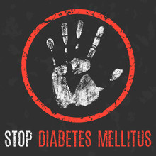 Vector Illustration. Human Diseases. Stop Diabetes Mellitus.