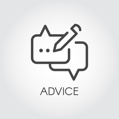 advice thin line icon. graphic contour symbol of message bubble with pencil. interface pictogram for