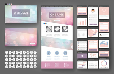Wall Mural - website design template and interface elements