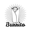 Burrito. Mexican traditional cuisine. Vector drawn illustration, menu label, banner poster identity, branding.