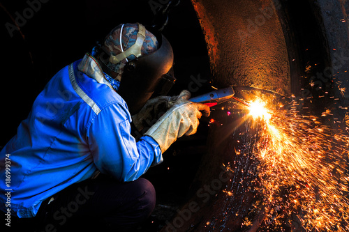 Carbon arc gouging process - Buy this stock photo and explore similar ...