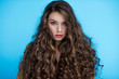 © LIGHTFIELD STUDIOS - attractive young woman with long curly hair isolated on blue