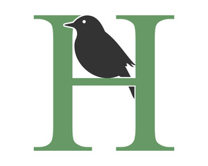 Canvas Print - sparrow parakeets bird silhouette H alphabet image vector
