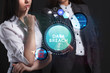 © photon_photo - The concept of business, technology, the Internet and the network. A team of business women working on the virtual screen of the future and see the inscription: Data breach