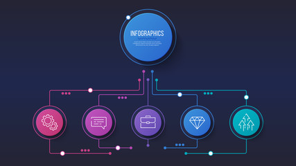 Vector 5 options infographic design, structure chart, presentation template.