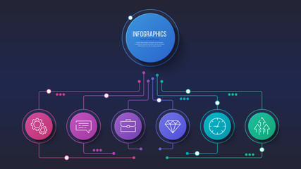 Vector 6 options infographic design, structure chart, presentation template.