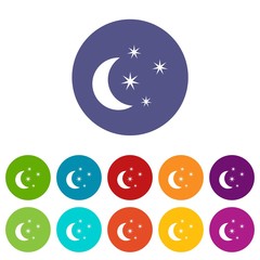 Poster - Moon and stars set icons