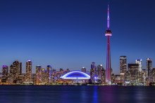 Canada, Ontario, Toronto, Skyline At Night