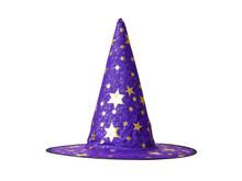 Witch Or Wizard Hat Decorated With Stars Isolated
