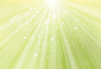 Wall Mural - vector green, spring background with rays, stars and lights.