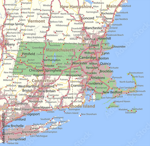 Fotomural Massachusetts-US-States-VectorMap-A