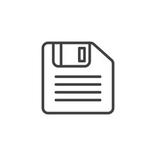 Floppy Disk Line Icon, Outline Vector Sign, Linear Style Pictogram Isolated On White. Diskette, Save Symbol, Logo Illustration. Editable Stroke