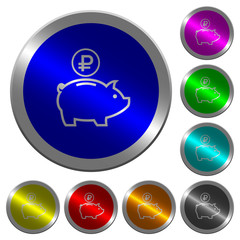 Canvas Print - Ruble piggy bank luminous coin-like round color buttons