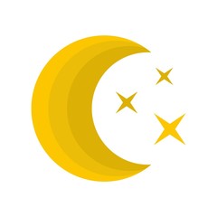 Poster - Moon night icon. Flat illustration of moon night vector icon isolated on white background