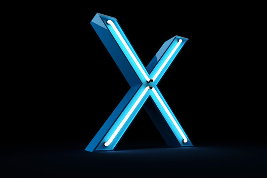 Neon light alphabet 3d rendering