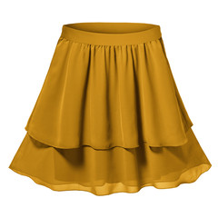 Sticker - Honey beige pleated two parts skirt isolated white