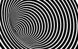 Fototapeta Perspektywa 3d - Geometric Black and White Abstract Hypnotic Worm-Hole Tunnel - Optical Illusion - Vector Illusion Optical Art
