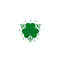 Shamrock silhouette isolated. Trefoil sign in trendy material design. Clover sign - symbol of Ireland, luck and fortune. Irish national plant emblem. Saint Patrick's Day vector illustration.