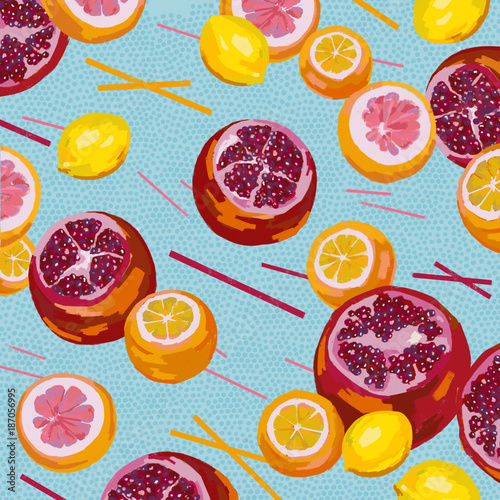 Fotomural Illustration of citrus fruit