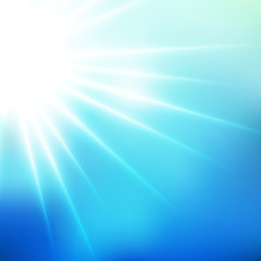 Wall Mural -  Winter Blue Chilly Sunshine Soft Focus Burst - Vector Blurred Radiant Sun Rays
