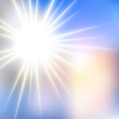 Wall Mural -  Winter Blue Cold Sunshine Soft Focus Burst - Vector Blurred Radiant Sun Rays
