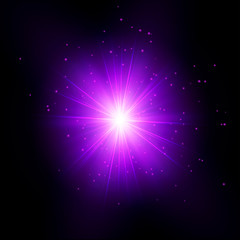 Wall Mural - Purple Shine Starburst - Vector Radiant Star Rays
