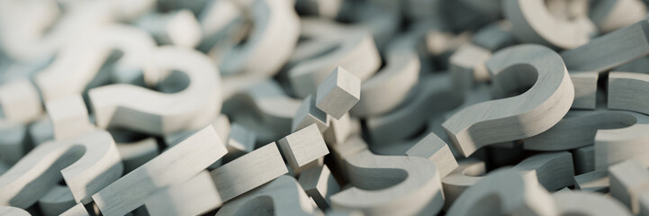 Fototapete - Infinite wooden question marks, original 3d rendering