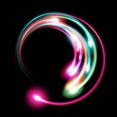 Wall Mural - Green and Pink Radiant Helix   - Vector Glowing Neon Spiral
