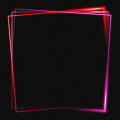 Wall Mural - Tricolor Shining Squares on Transparent Background  - Vector Glowing Neon Quadratic Frame
