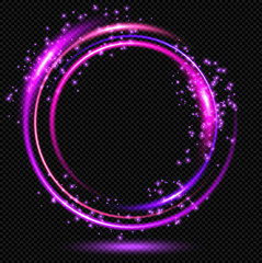 Wall Mural - Pink shining Ring with Sparks on Transparent Background  - Vector Glowing Lens Effect
