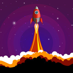 Aufkleber - Rocket into space.Business startup concept.Vector illustration.