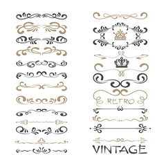 Wall Mural - curls, calligraphic elements for design, vector set