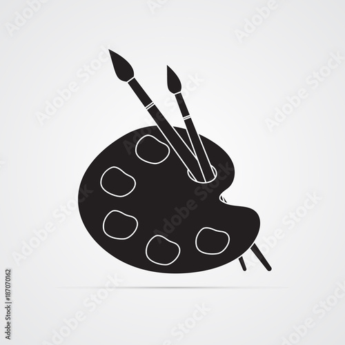 Silhouette Flat Icon Simple Vector Design Artist S Palette With